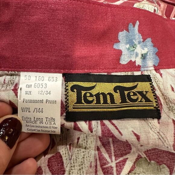 NOS USA Made Tem Tex Western Button Down Floral Rockabilly Snap Shirt Size 12 - Picture 9 of 10